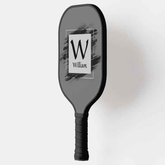 Initial ändern, Name hinzufügen, Schwarzer Pinsels Pickleball Schläger (Links)
