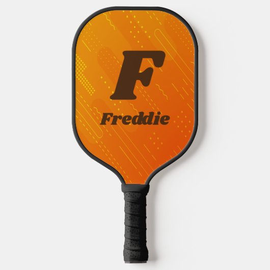 Initial ändern, Name orange Gelb hinzufügen Pickleball Schläger (Vorderseite)