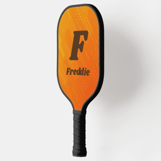 Initial ändern, Name orange Gelb hinzufügen Pickleball Schläger (Links)
