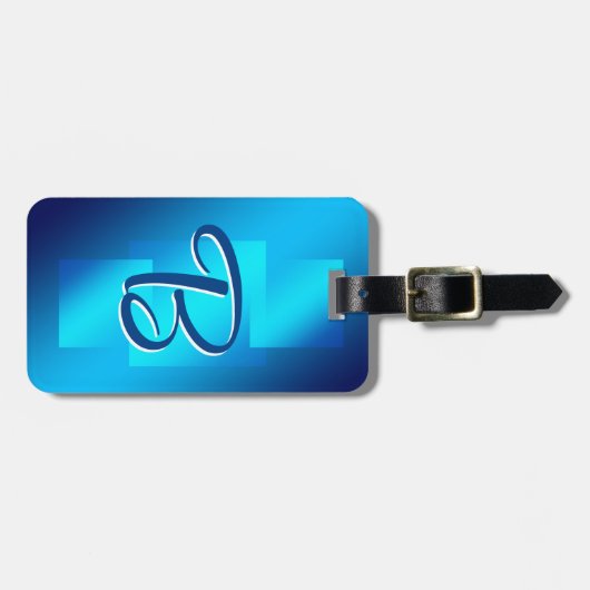 Initial ändern, Weiches blaues Aqua Geometric Gepäckanhänger (Vorderseite horizontal)