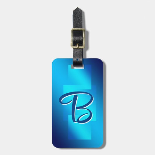 Initial ändern, Weiches blaues Aqua Geometric Gepäckanhänger (Vorderseite vertikal)