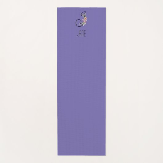 Initial-Aquarelllavene für Monogramm-Blume Yogamatte (Vorderseite)