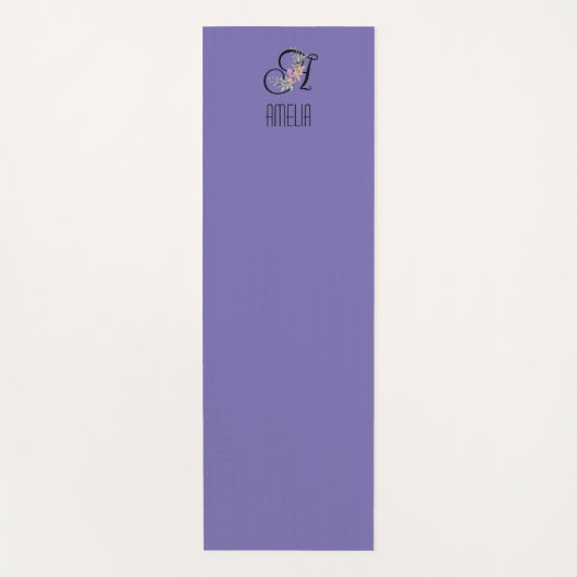 Initial-Aquarelllavene für Monogramm-Blume Yogamatte (Vorderseite)