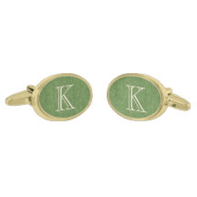 Initial auf Oval Green Denim Oval Gold Plated