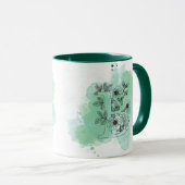 Initial B Aquarellmonogramm Grün Botanisch Tasse (VorderseiteRechts)