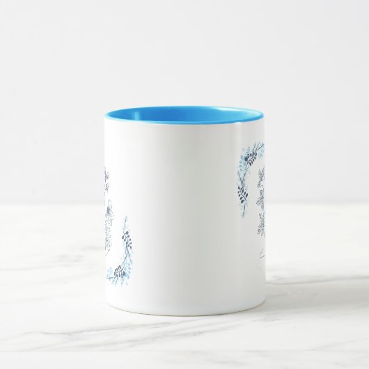 Initial "B" Blue Monogram Calm Floral Coffee Tasse (Zentrum)