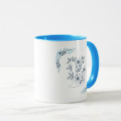 Initial "B" Blue Monogram Calm Floral Coffee Tasse (VorderseiteRechts)