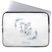Initial "B" Blue Monogram Calm Floral Laptopschutzhülle (Vorderseite)