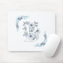 Initial "B" Blue Monogram Calm Floral