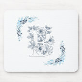 Initial "B" Blue Monogram Calm Floral Mousepad (Vorne)