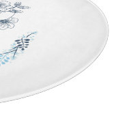 Initial "B" Blue Monogram Calm Floral Schneidebrett (Ecke)