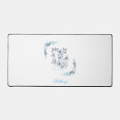 Initial "B" Blue Monogram Calm Floral Schreibtischunterlage (Vorderseite)
