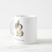Initial B Boho Floral Orchid Greenery Individuelle Kaffeetasse (Vorderseite Links)