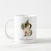 Initial B Boho Floral Orchid Greenery Individuelle Kaffeetasse (Links)
