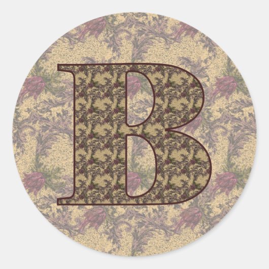 Initial-B-Elegant Runder Aufkleber (Vorderseite)