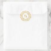 Initial B golden Damask Classic Muster Runder Aufkleber (Tasche)