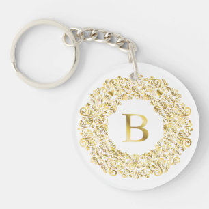 Initial B golden Damask Classic Muster Schlüsselanhänger