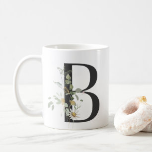 Initial B mit Blume in Weich-Farbe Kaffee Tasse