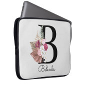 Initial B Modern Pink Boho Girly Floral Laptopschutzhülle (Vorne Rechts)