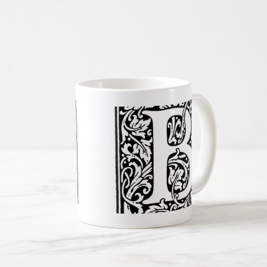 Initial B Monogramm. Muster für benutzerdefinierte Kaffeetasse (VorderseiteRechts)