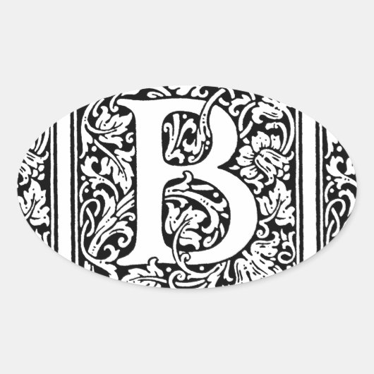 Initial B Monogramm. Muster für benutzerdefinierte Ovaler Aufkleber (Vorderseite)
