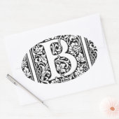 Initial B Monogramm. Muster für benutzerdefinierte Ovaler Aufkleber (Umschlag)