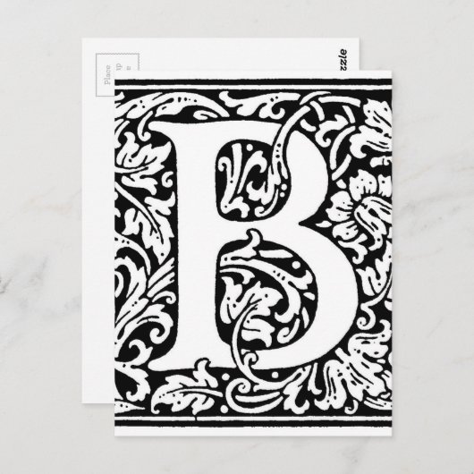 Initial B Monogramm. Muster für benutzerdefinierte Postkarte (Vorne/Hinten)