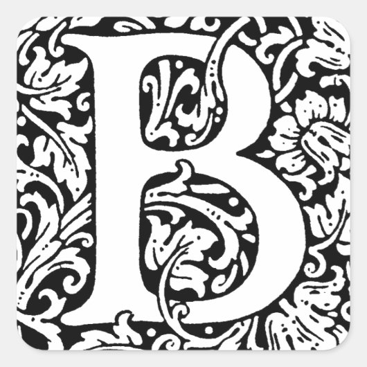 Initial B Monogramm. Muster für benutzerdefinierte Quadratischer Aufkleber (Vorderseite)