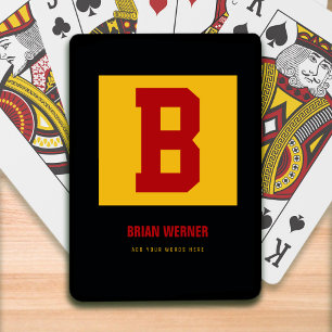Initial B, Name + Text, persönliche Farbe gelb Spielkarten