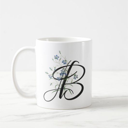 Initial B, Vintage Bluebells Kaffee Tasse (Links)