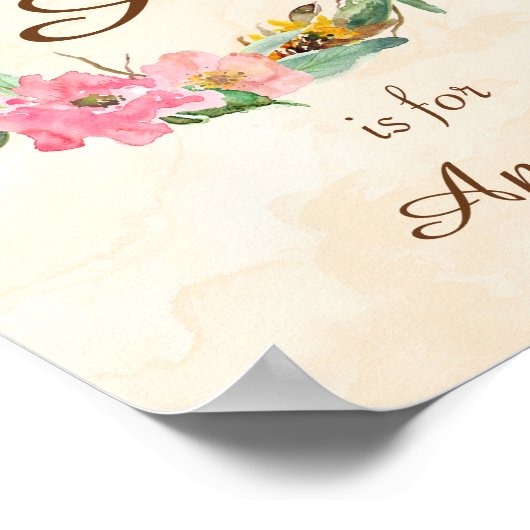 Initial Baby Name Monogram Art Print Poster (Ecke)