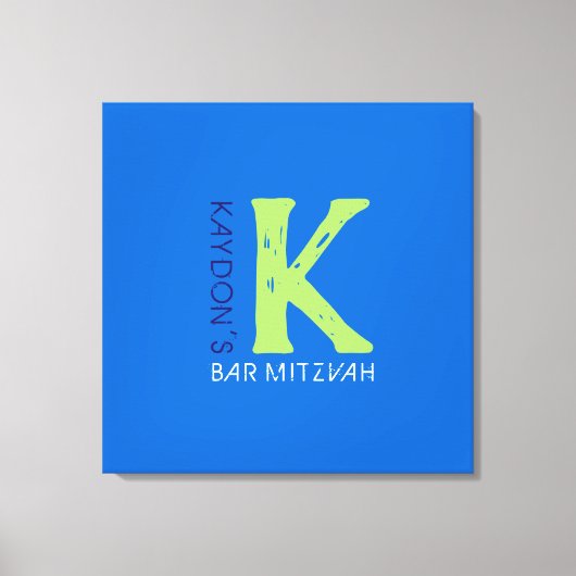 Initial-Bar-Bat Mitzvah-Anmeldungsboard K Monogram Leinwanddruck (Vorderseite)
