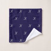 Initial Bath Towels (Navy Blue & Silver) Badhandtuch Set (Waschlappen)