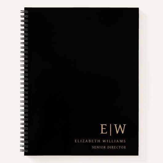 Initial beruflich Black and Gold Monogram Notizblock (Vorderseite)