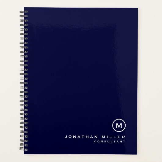 Initial beruflich Navy & White Monogram Planer (Vorderseite)