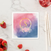 Initial Birthday Napkins Pink Watercolor Ombre Serviette (Beispiel)
