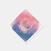 Initial Birthday Napkins Pink Watercolor Ombre Serviette (Ecke)