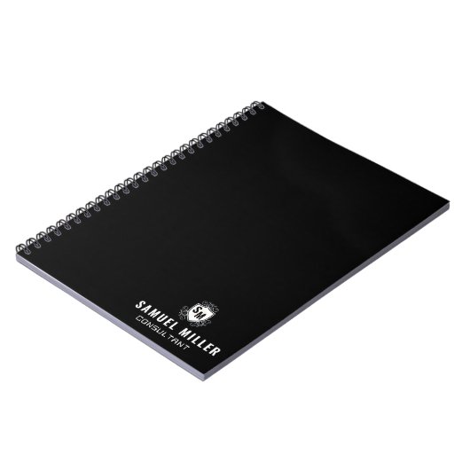 Initial Black and White Professional Monogram Notizblock (Linke Seite)