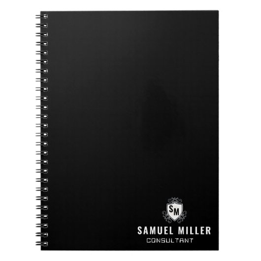 Initial Black and White Professional Monogram Notizblock (Vorderseite)