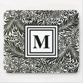 Initial Black and White William Morris Monogram Mousepad