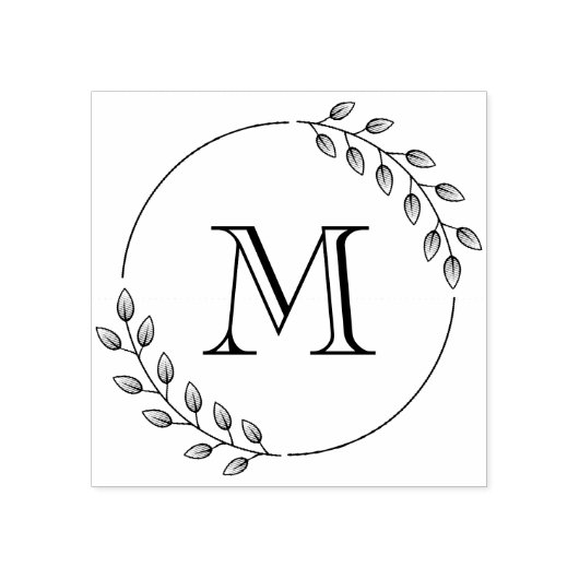 Initial Blätter Wreath Monogramm Gummistempel (Prägung)