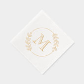 Initial Blätter Wreath Monogramm Servietten Mit Folie (Rechts)