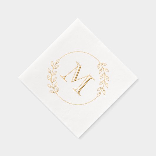 Initial Blätter Wreath Monogramm Servietten Mit Folie (Rechts)