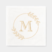 Initial Blätter Wreath Monogramm Servietten Mit Folie (Vorderseite)