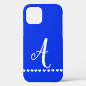 Initial blau-weiße Monogramm Case-Mate iPhone Hülle (Rückseite)