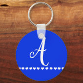 Initial blau-weiße Monogramm Schlüsselanhänger (Vorderseite)
