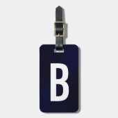 Initial blaues, gebürstetes Metallisches Monogramm Gepäckanhänger (Vorderseite vertikal)