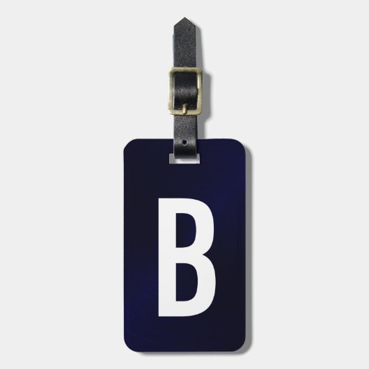 Initial blaues, gebürstetes Metallisches Monogramm Gepäckanhänger (Vorderseite vertikal)