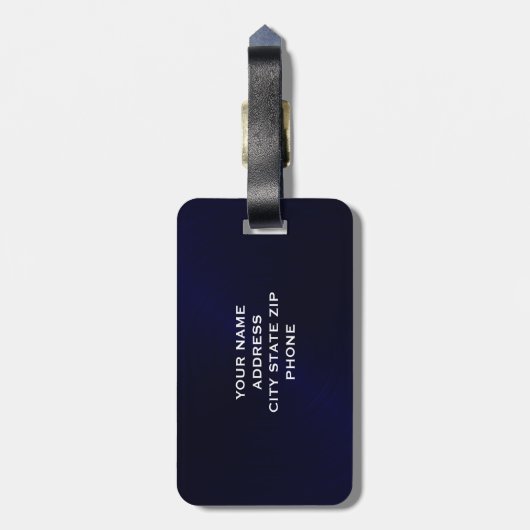 Initial blaues, gebürstetes Metallisches Monogramm Gepäckanhänger (Rückseite vertikal)