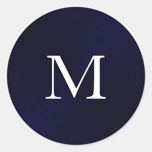 Initial blaues, gebürstetes Metallisches Monogramm Runder Aufkleber (Vorderseite)